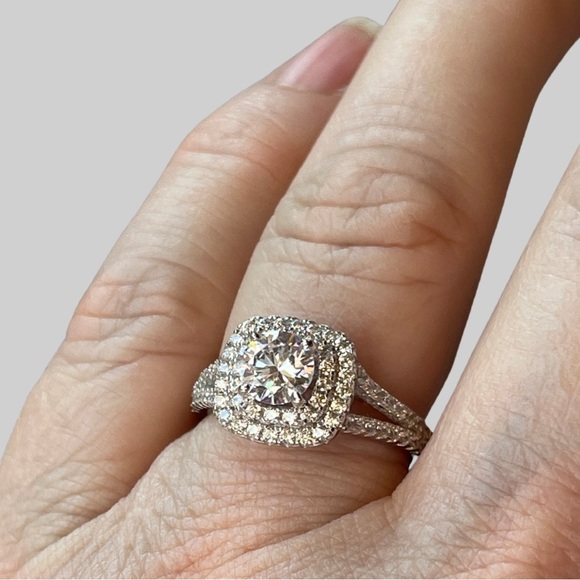 Wedding Set with Sapphire in heavy Pave on this 1ct Engagement Sterling! - Picture 12 of 16